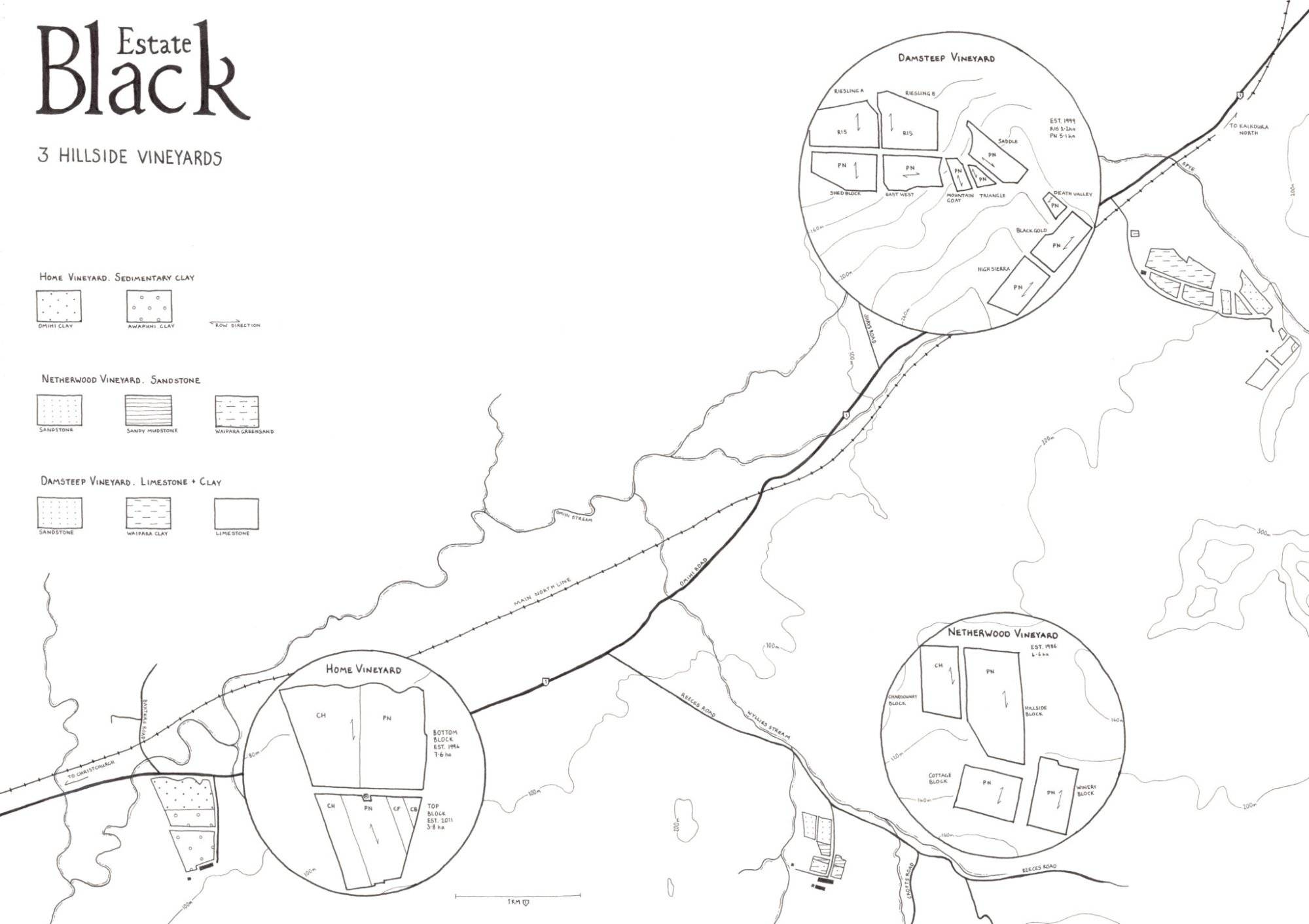 Black Estate Vineyard - North Canterbury | Vineyard Map Black Estate Vineyard - North Canterbury | Vineyard Map