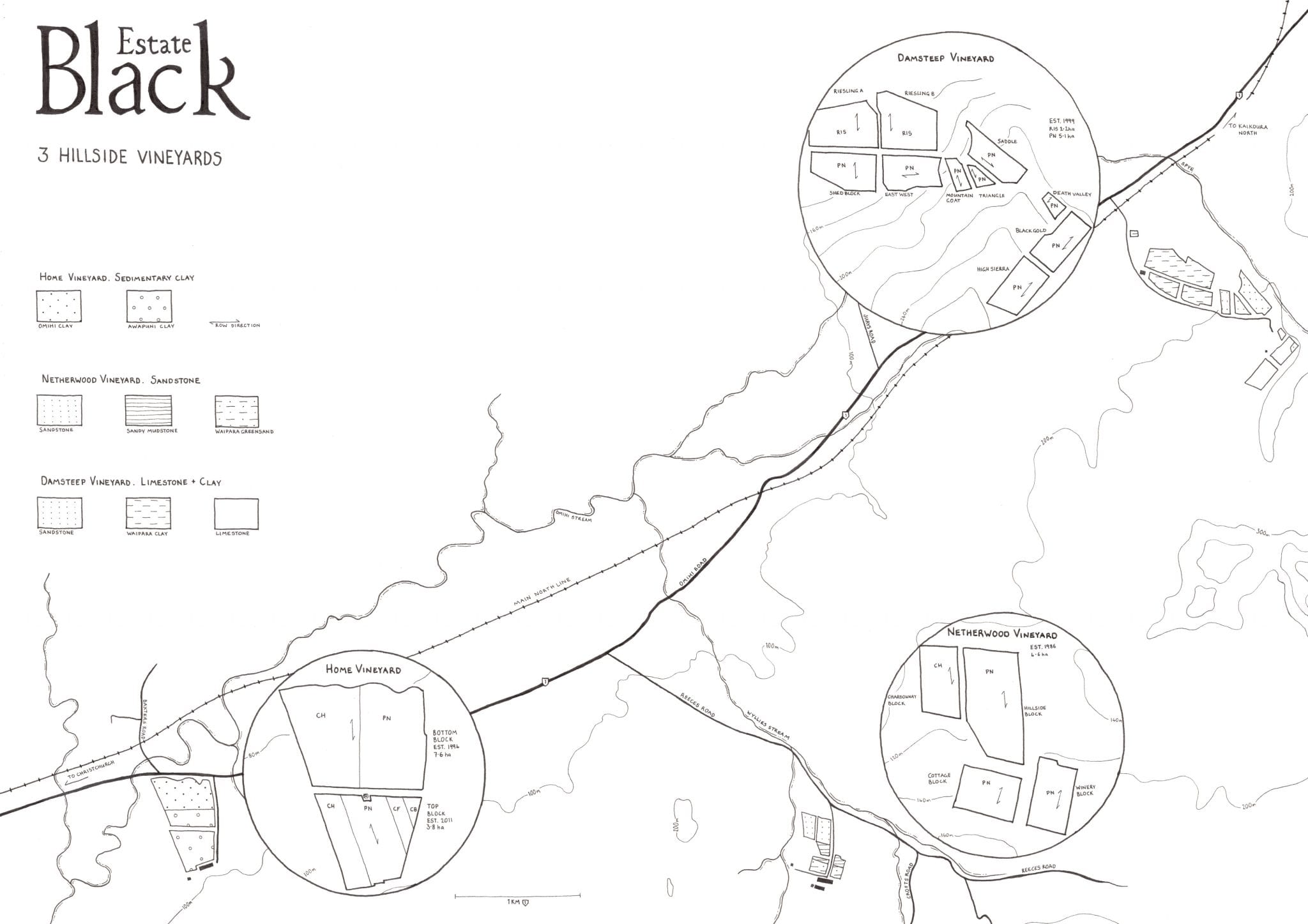 Black Estate Vineyard - North Canterbury | Vineyard Map New