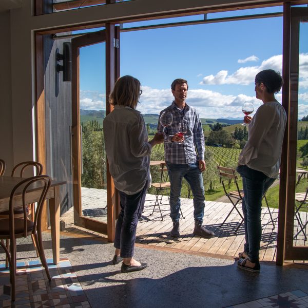 Winery room and people